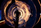 Silhouette of Person Holding Sparkler Digital Wallpaepr
