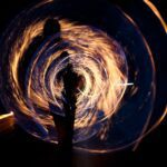 Silhouette of Person Holding Sparkler Digital Wallpaepr