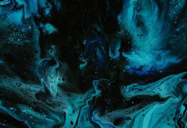 blue and white abstract painting