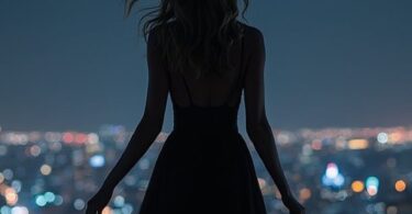 ai generated, woman, silhouette, night, city view, lights, moon, model, beauty, attractive, style, exposure