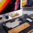 A modern desk setup with a keyboard and monitor.